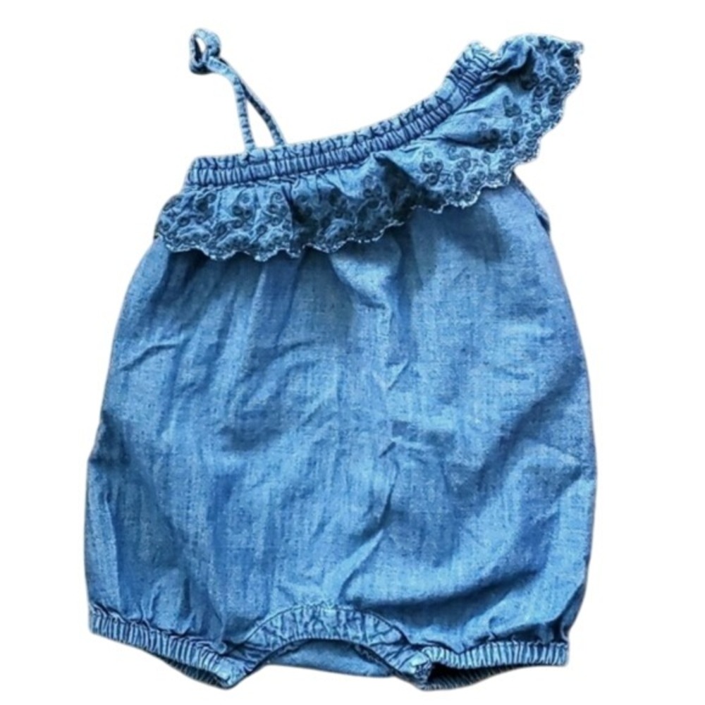 GAP Baby Girl Denim Lace Romper 3-6M‎